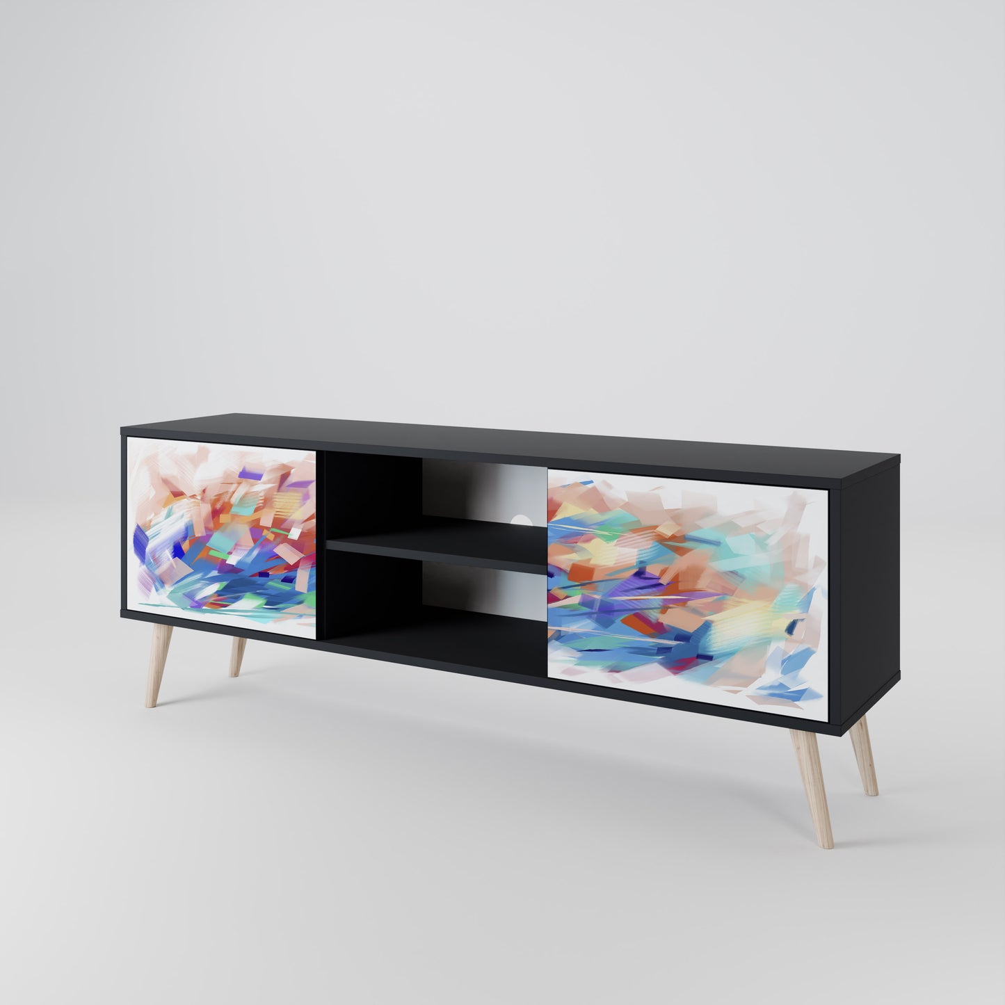 FINESSE MASH-UP 2-Door TV Stand in Black Finish