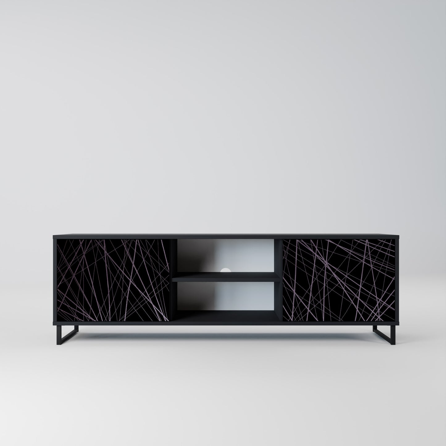 SHIMMER SPIDERGRAM 2-dörrars TV-bänk i svart finish