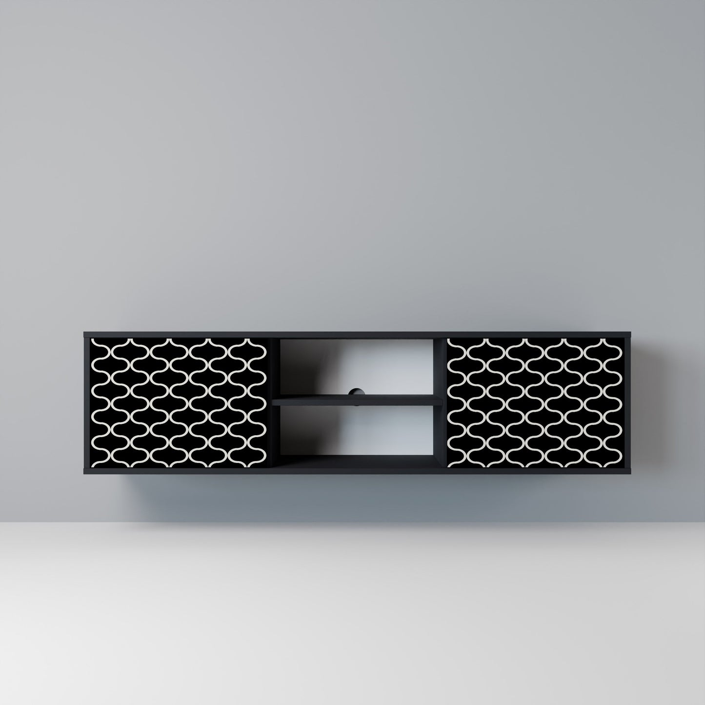 TESSELATED BLACKNESS 2-Door TV Stand in Black Finish