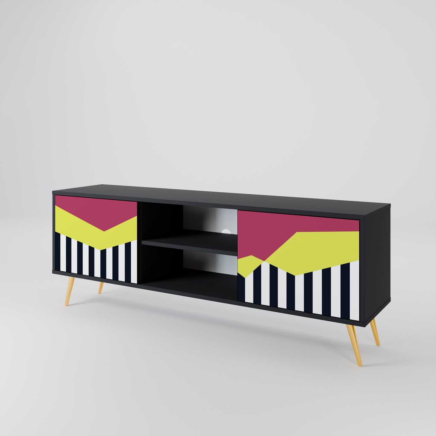 PIANO FANTASY 2-dörrars TV-bänk i svart finish