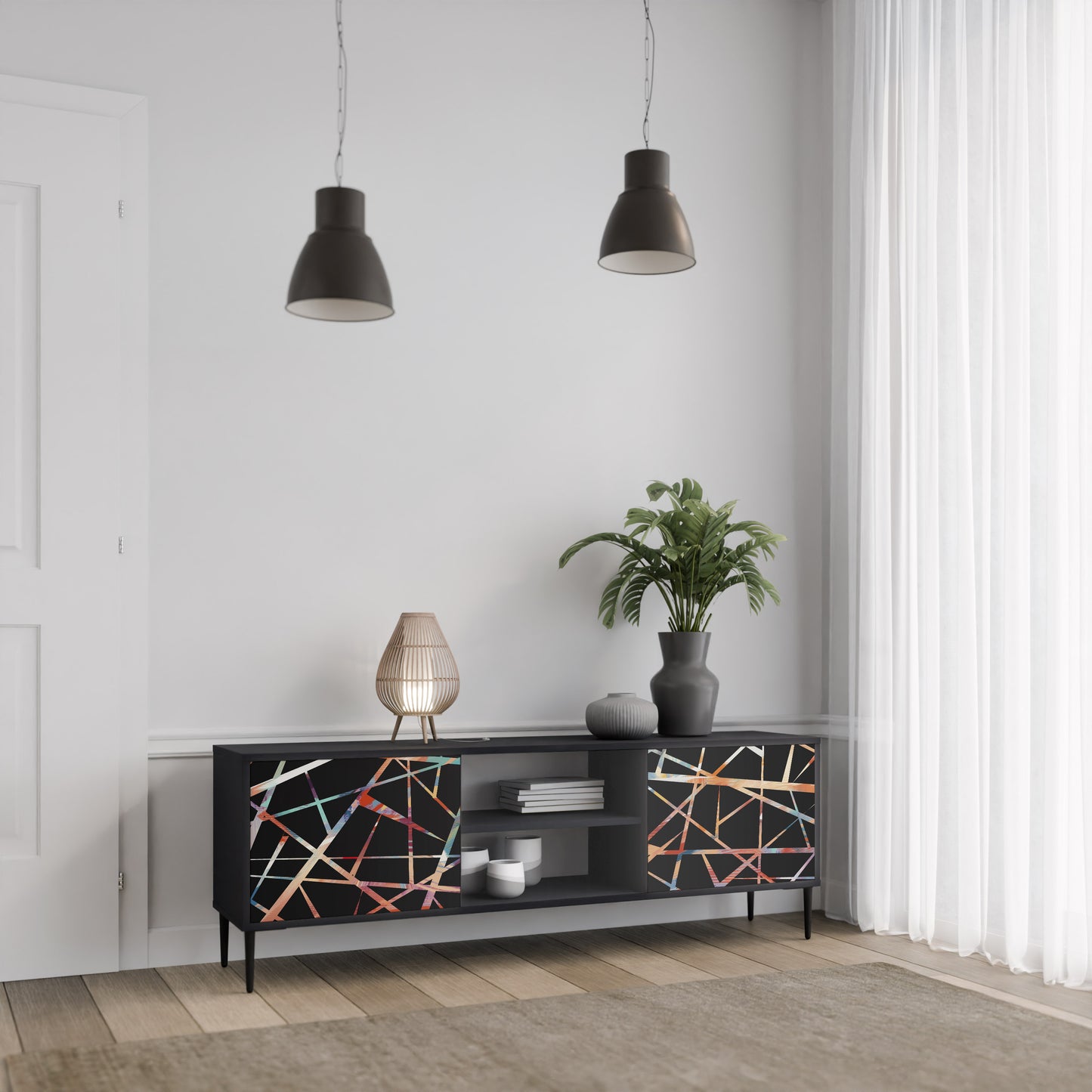 POLYGON VERVE 2-Door TV Stand in Black Finish