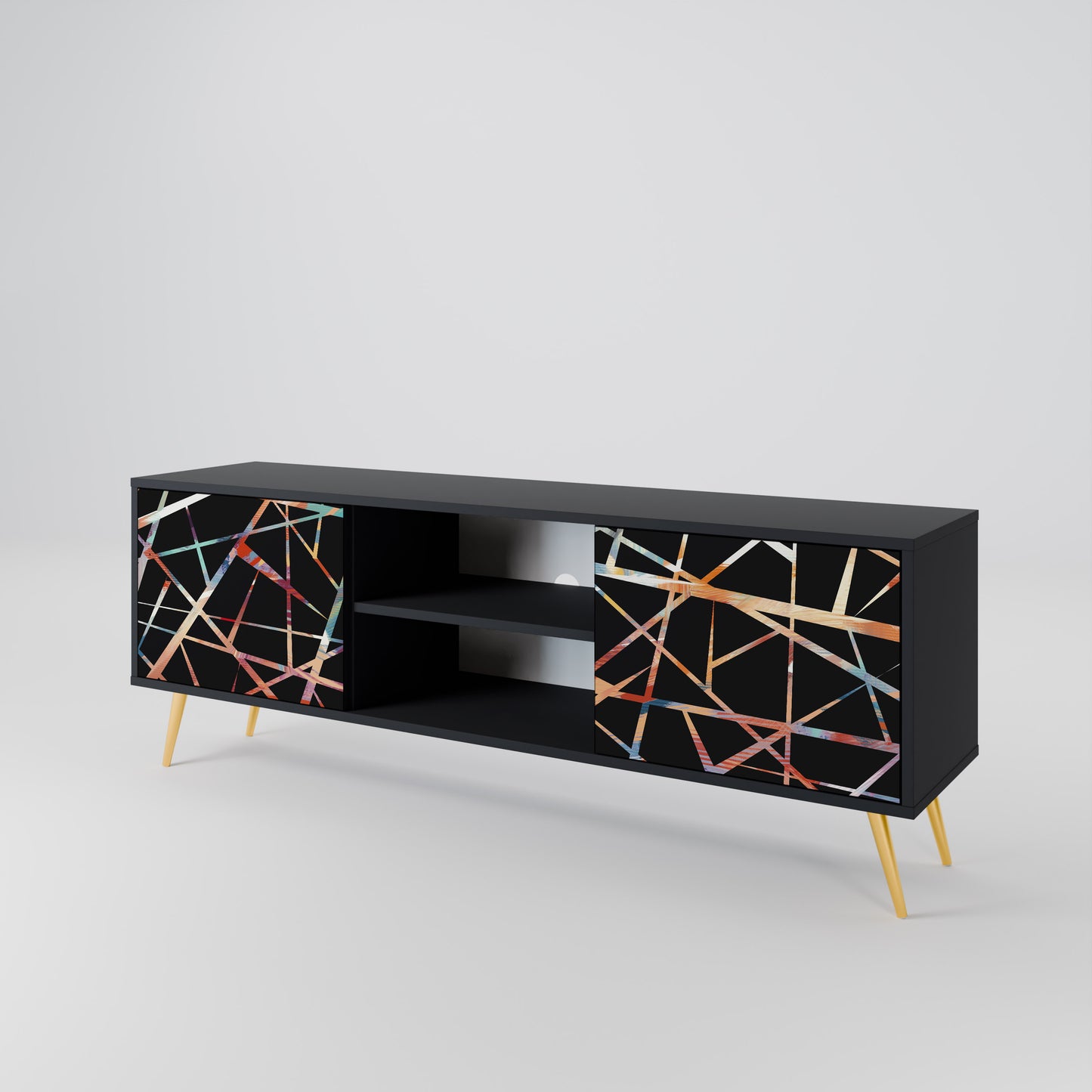POLYGON VERVE 2-Door TV Stand in Black Finish
