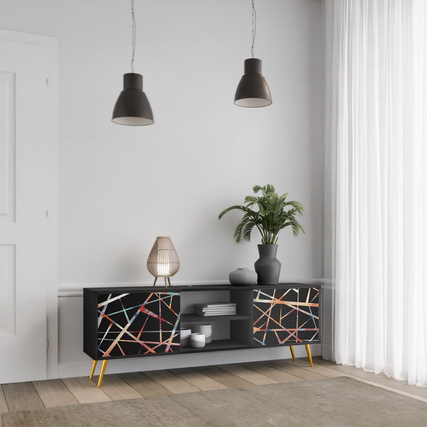 POLYGON VERVE 2-Door TV Stand in Black Finish