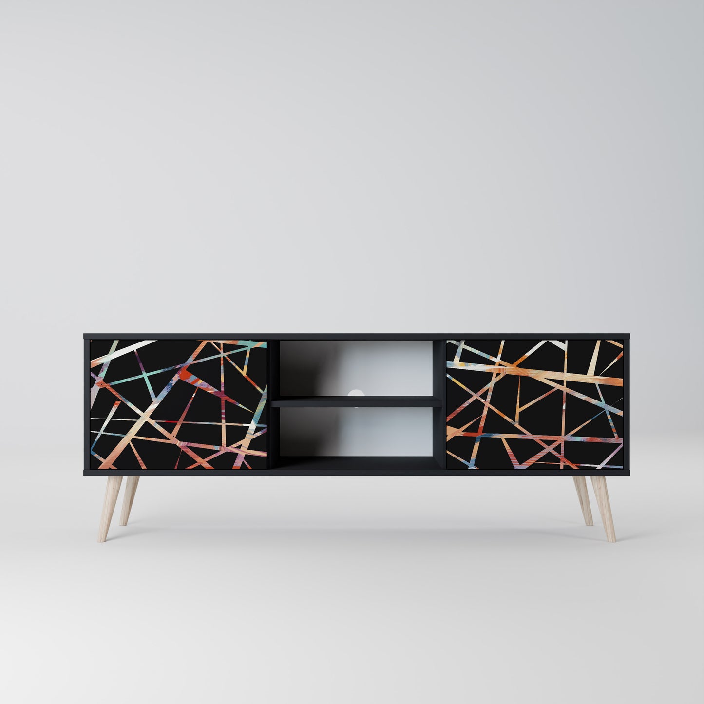 POLYGON VERVE 2-Door TV Stand in Black Finish