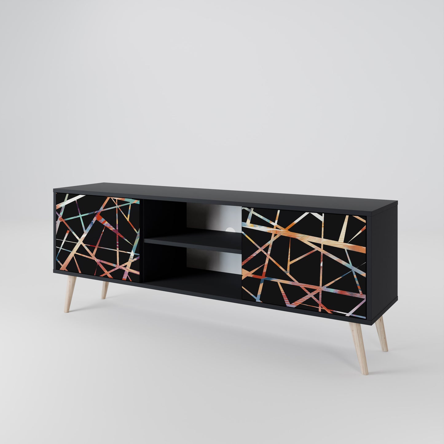 POLYGON VERVE 2-Door TV Stand in Black Finish