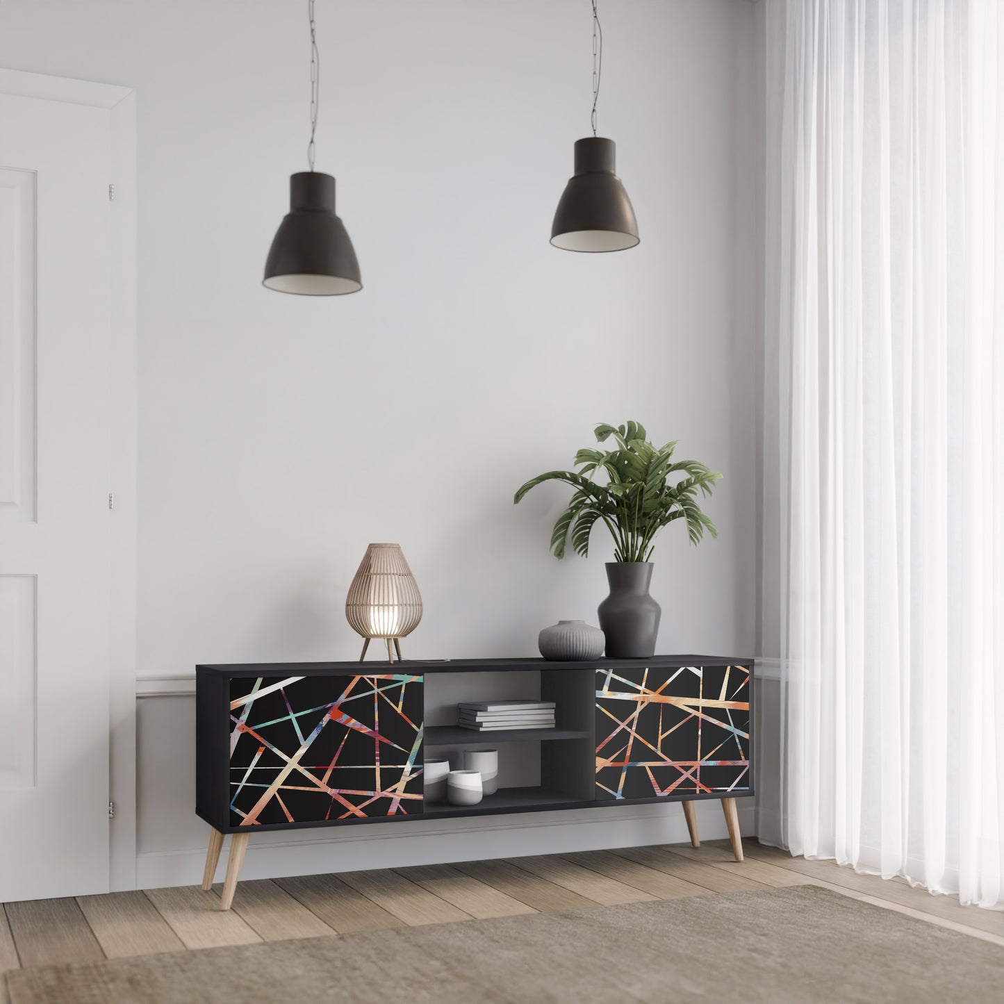 POLYGON VERVE 2-Door TV Stand in Black Finish