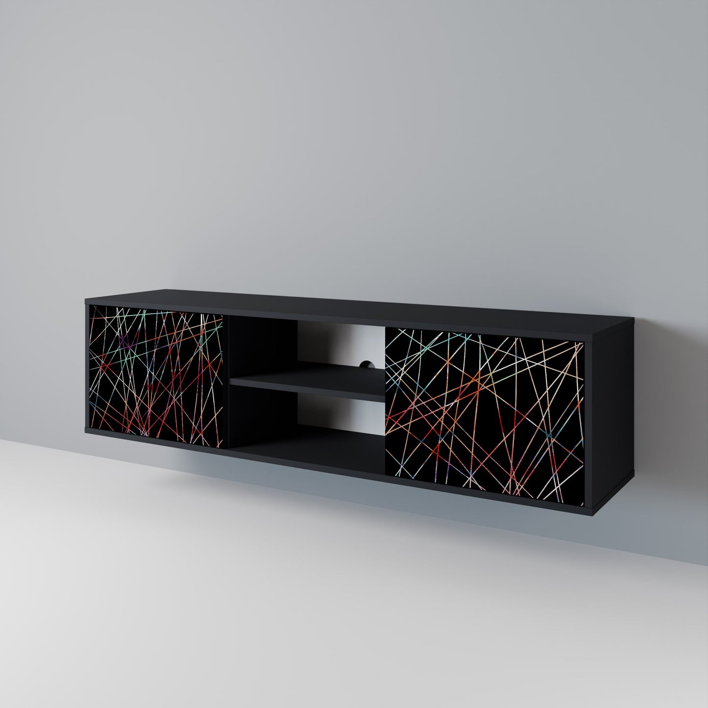 LUMINOUS SNARE 2-dörrars TV-bänk i svart finish