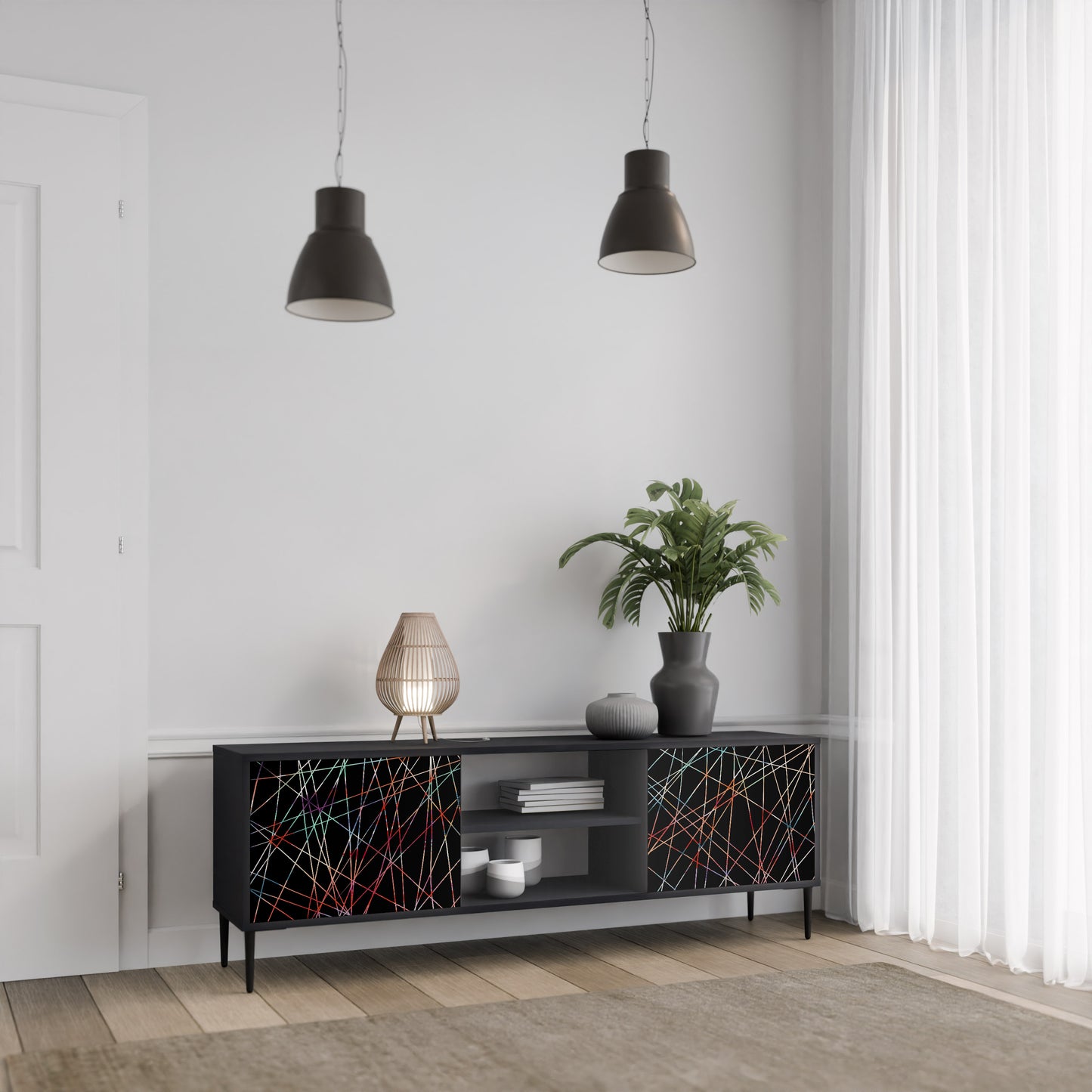 LUMINOUS SNARE 2-dörrars TV-bänk i svart finish
