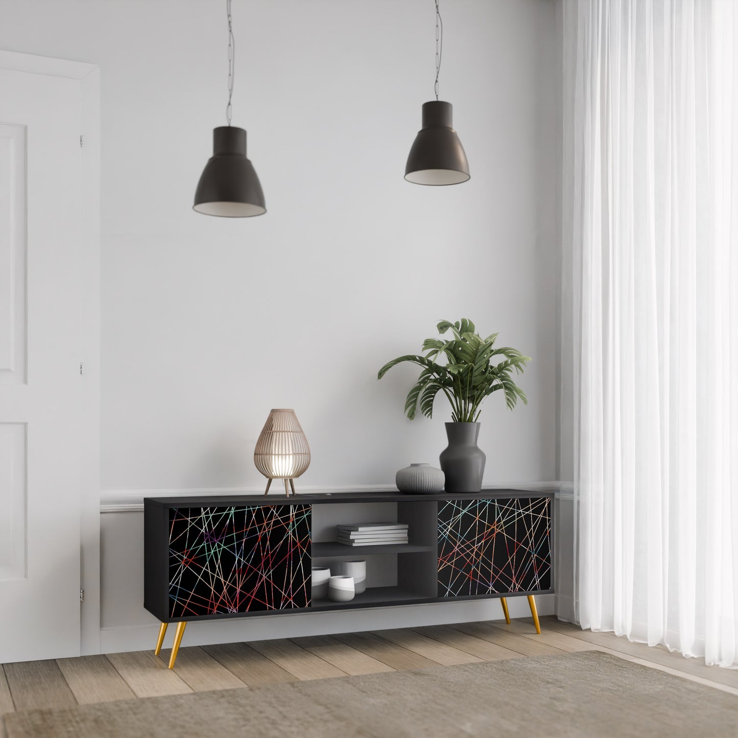 LUMINOUS SNARE 2-dörrars TV-bänk i svart finish
