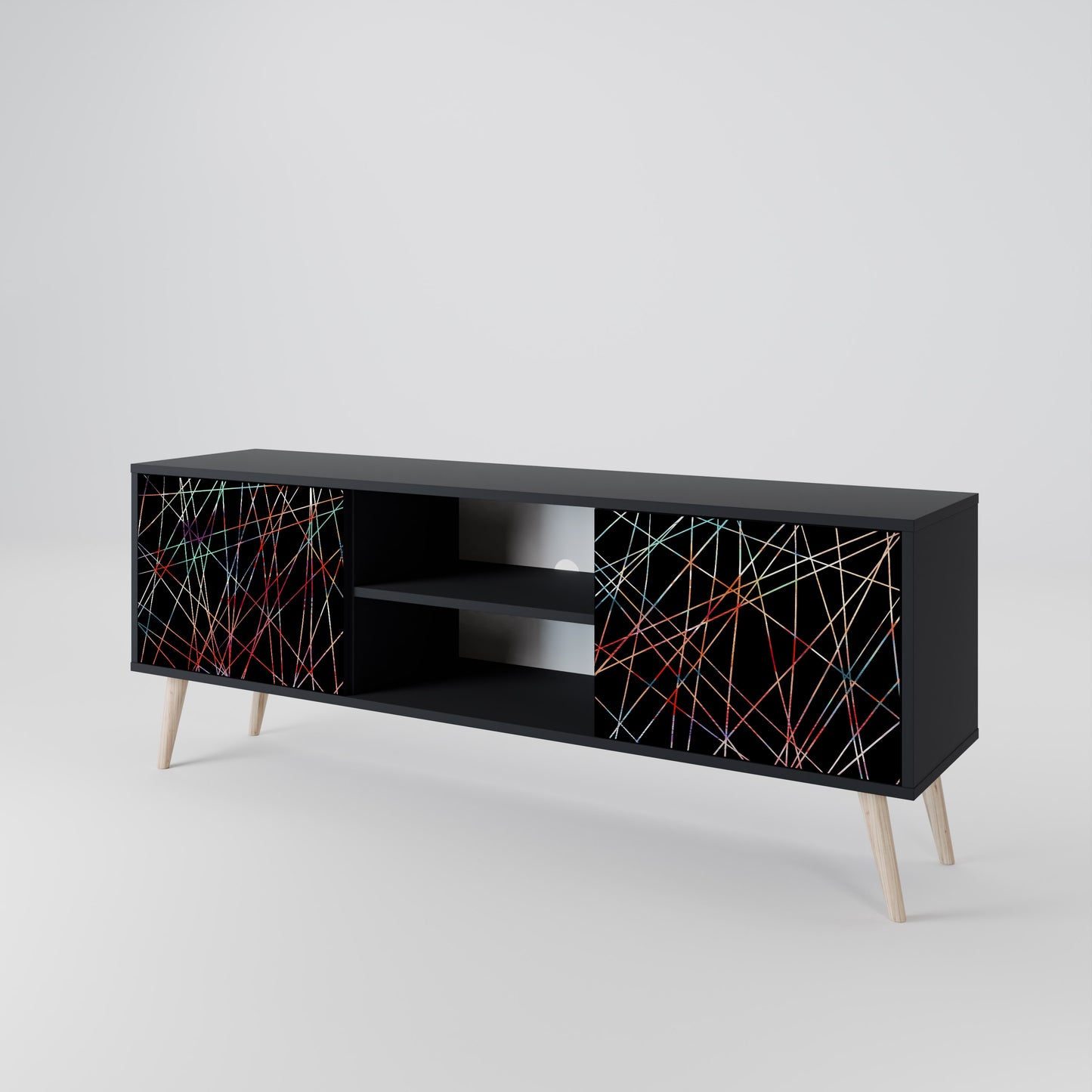 LUMINOUS SNARE 2-dörrars TV-bänk i svart finish