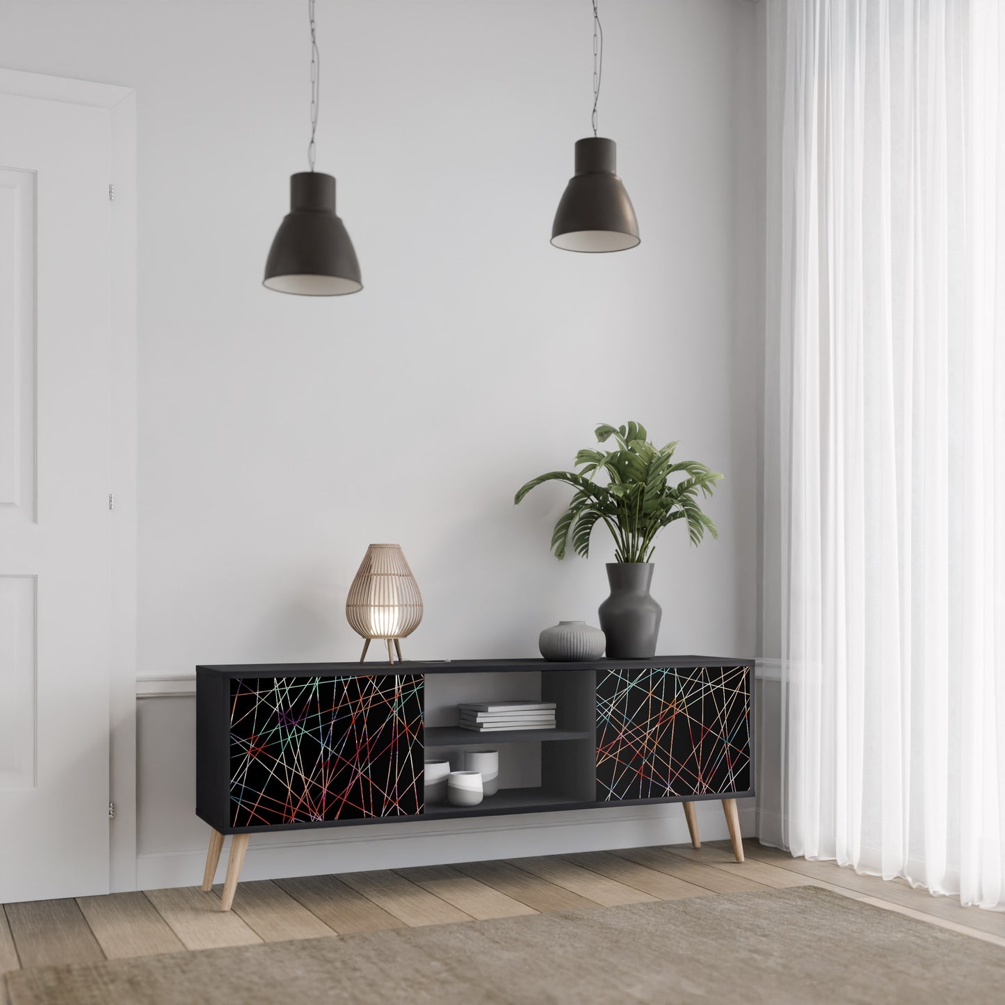 LUMINOUS SNARE 2-dörrars TV-bänk i svart finish
