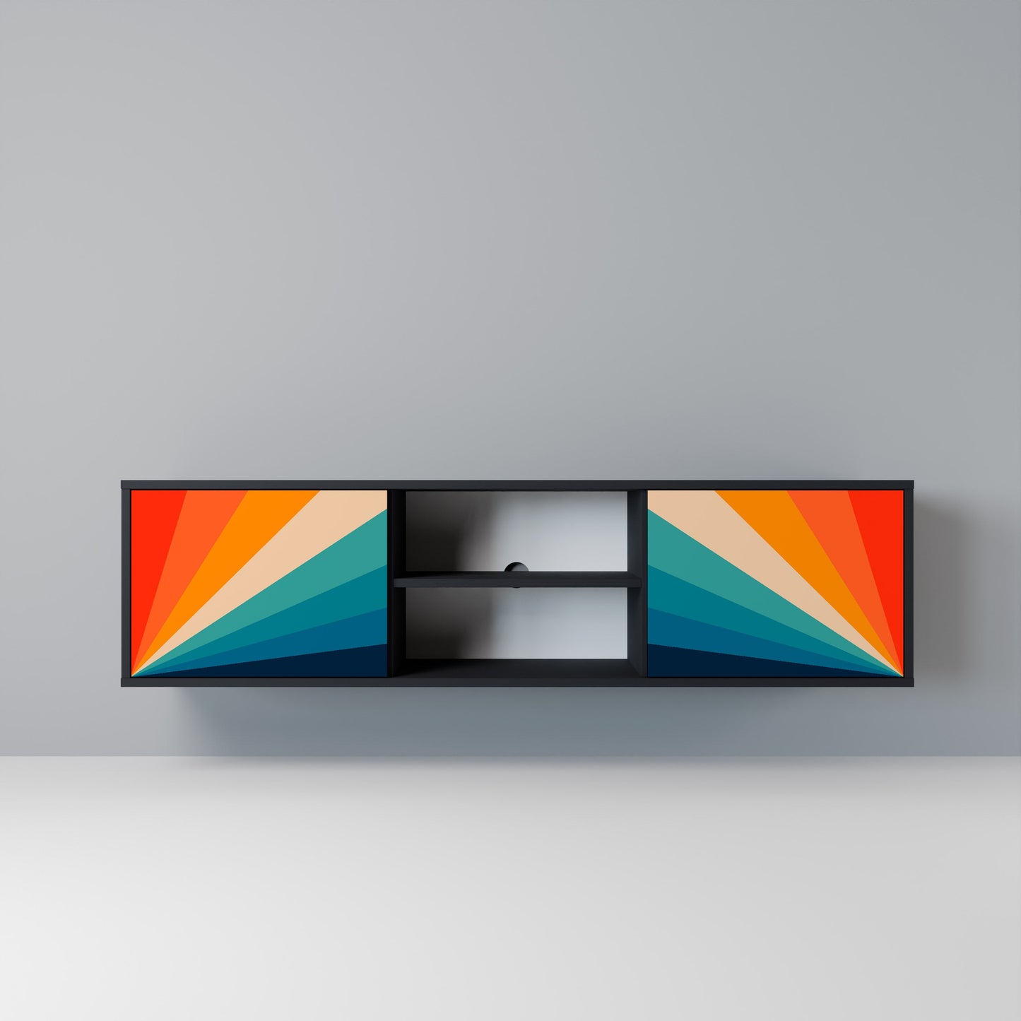 PRISM CONCUSSION 2-Door TV Stand in Black Finish