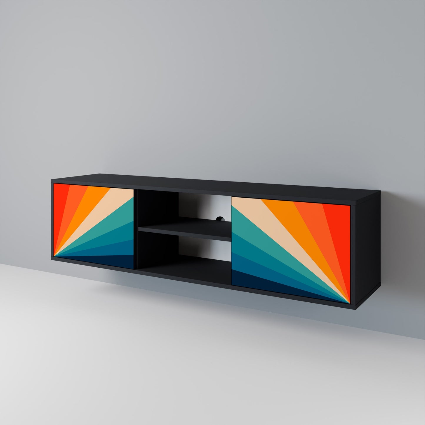PRISM CONCUSSION 2-Door TV Stand in Black Finish