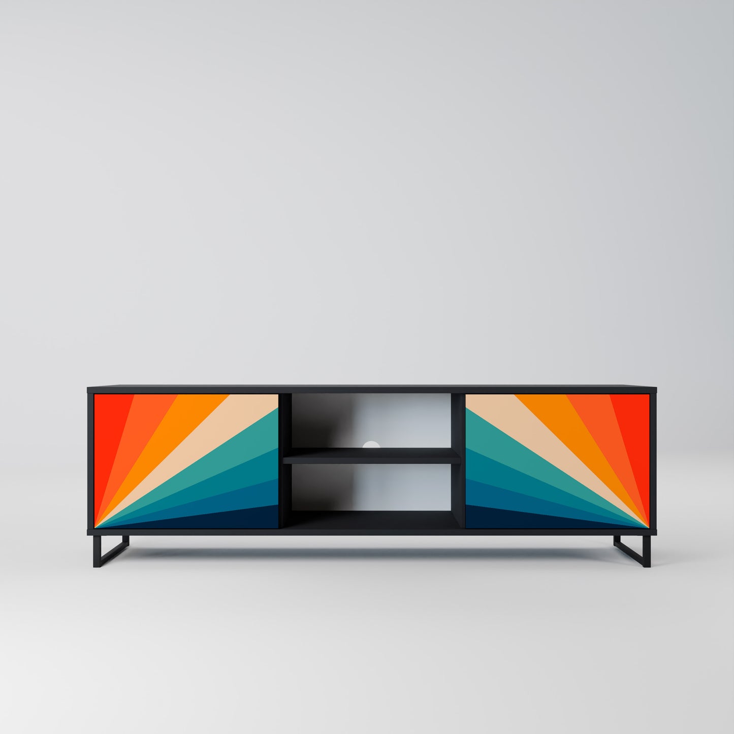 PRISM CONCUSSION 2-Door TV Stand in Black Finish
