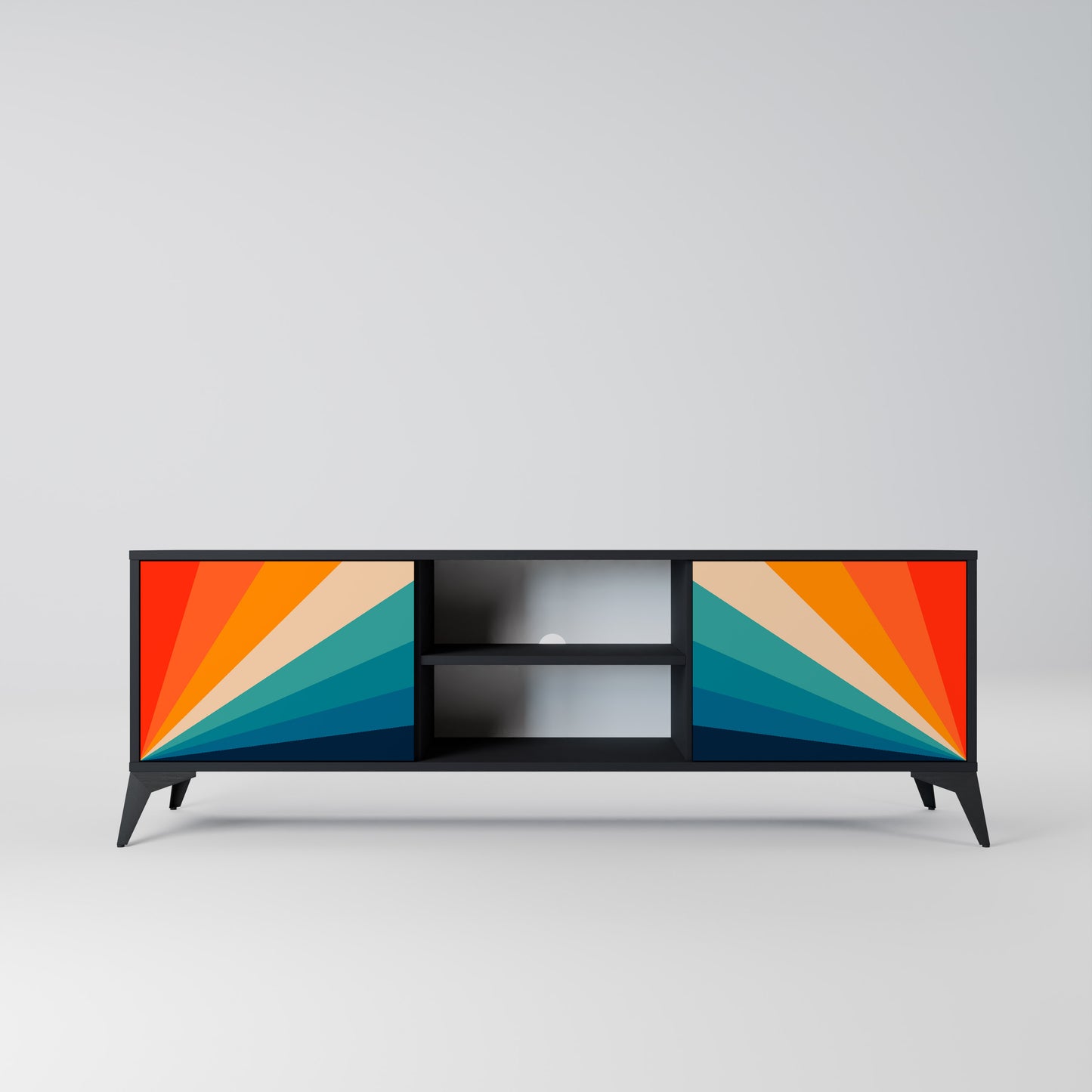 PRISM CONCUSSION 2-Door TV Stand in Black Finish