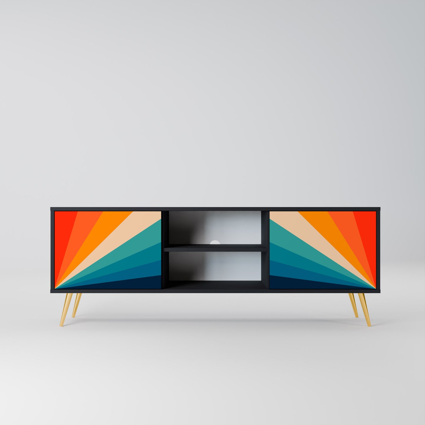 PRISM CONCUSSION 2-Door TV Stand in Black Finish