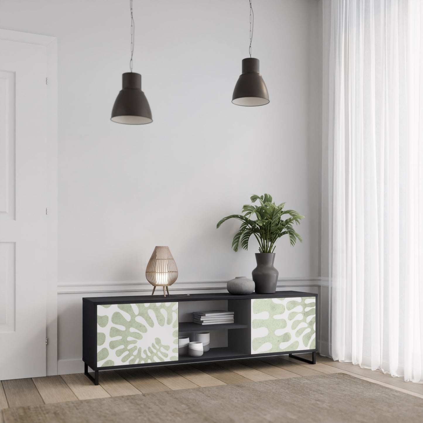 HELIX DANCE 2-Door TV Stand in Black Finish