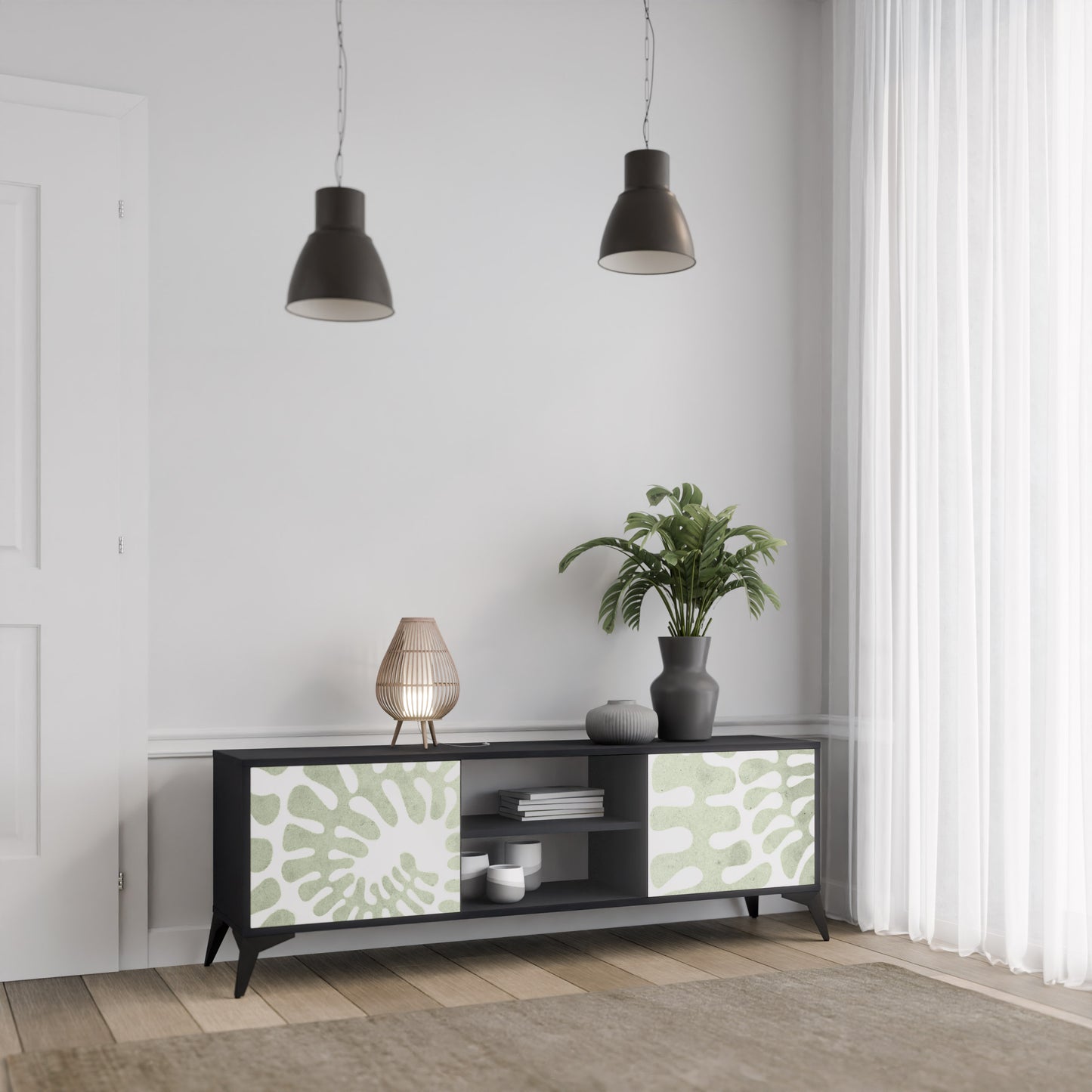 HELIX DANCE 2-Door TV Stand in Black Finish