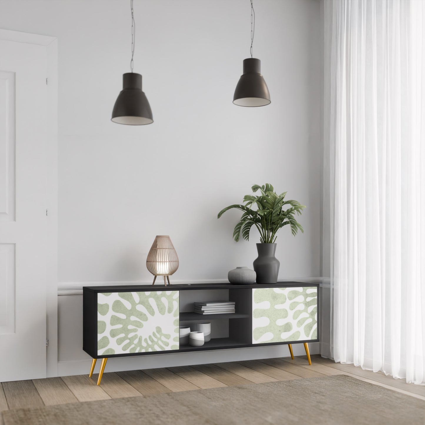 HELIX DANCE 2-Door TV Stand in Black Finish