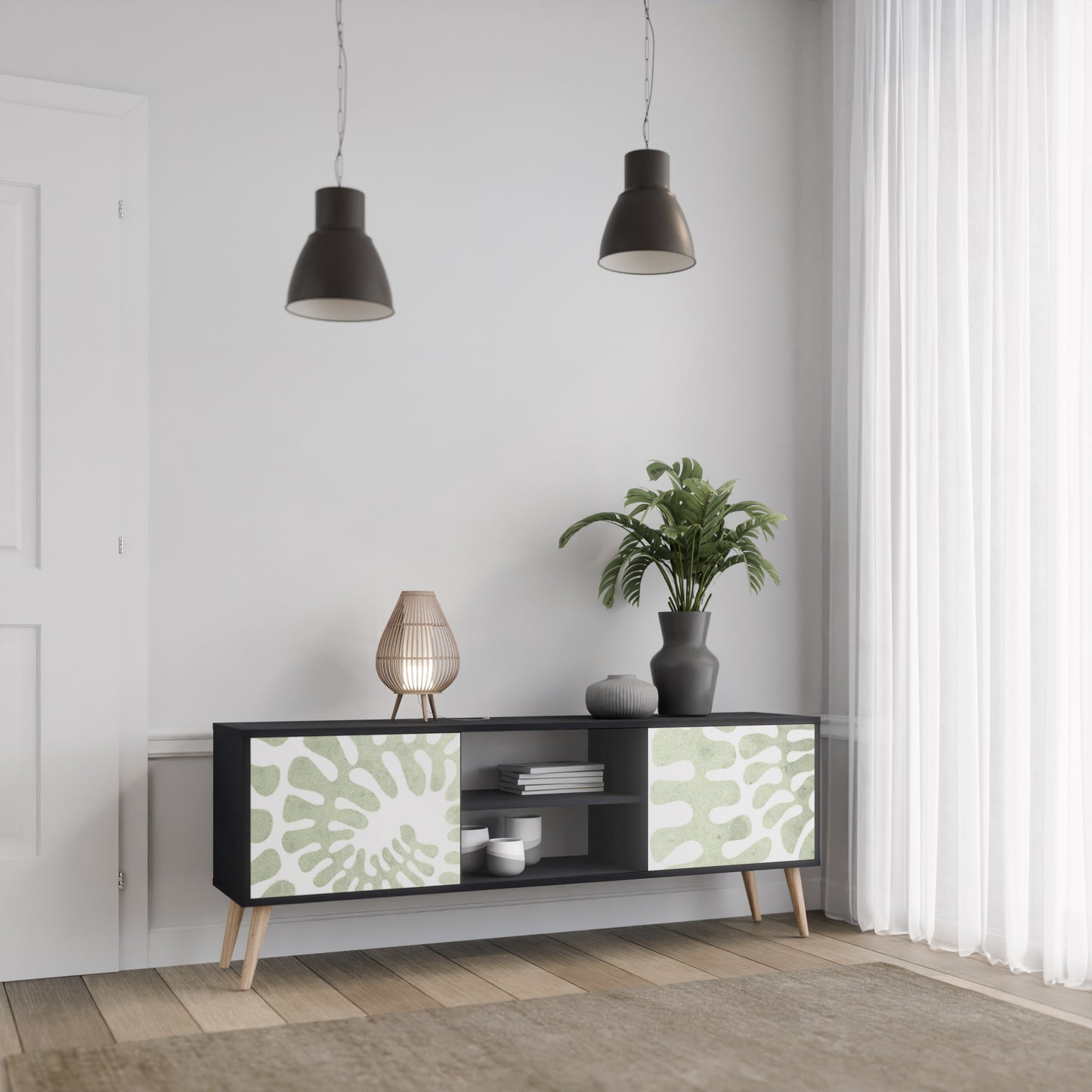 HELIX DANCE 2-Door TV Stand in Black Finish