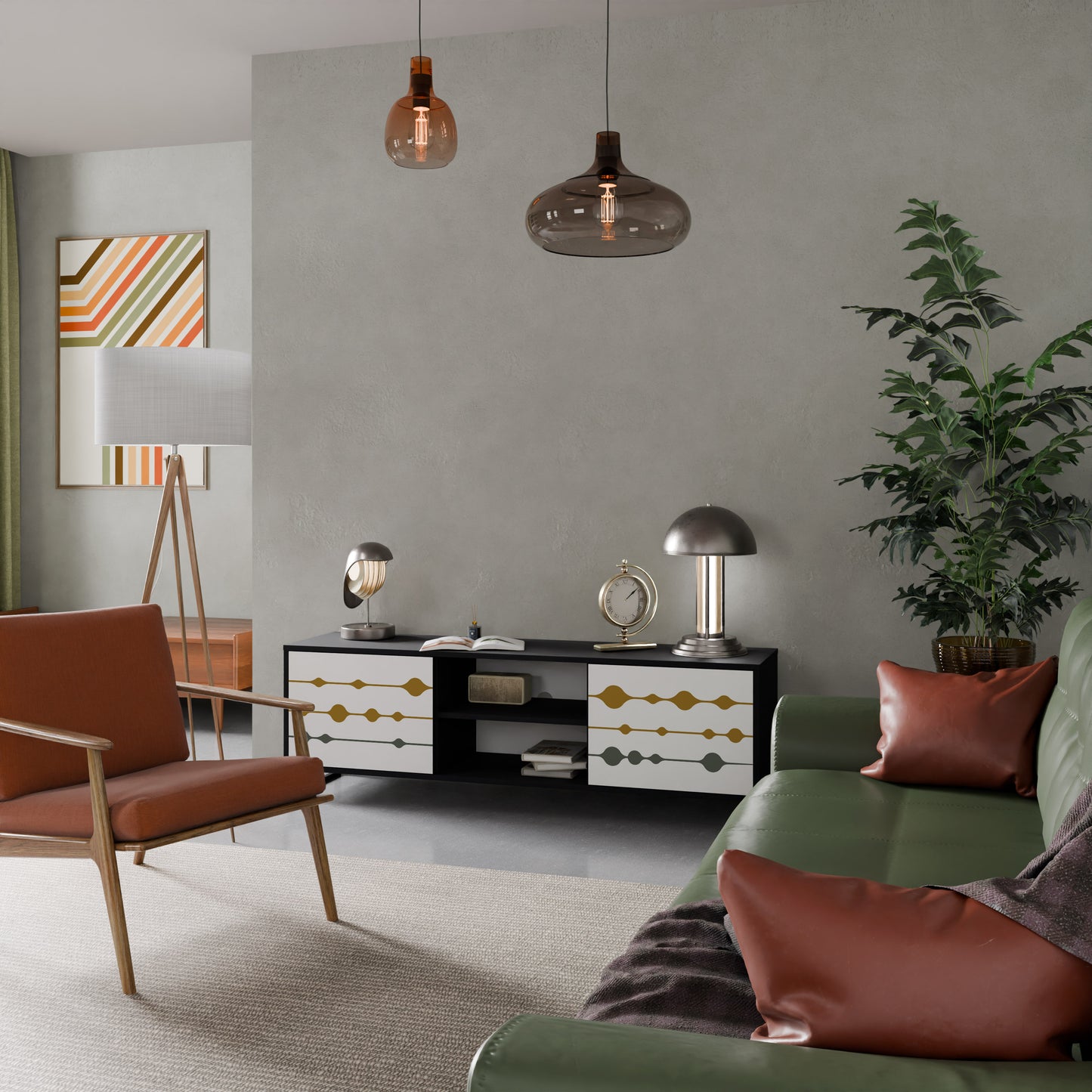 VIVID TONE 2-dörrars TV-bänk i svart finish