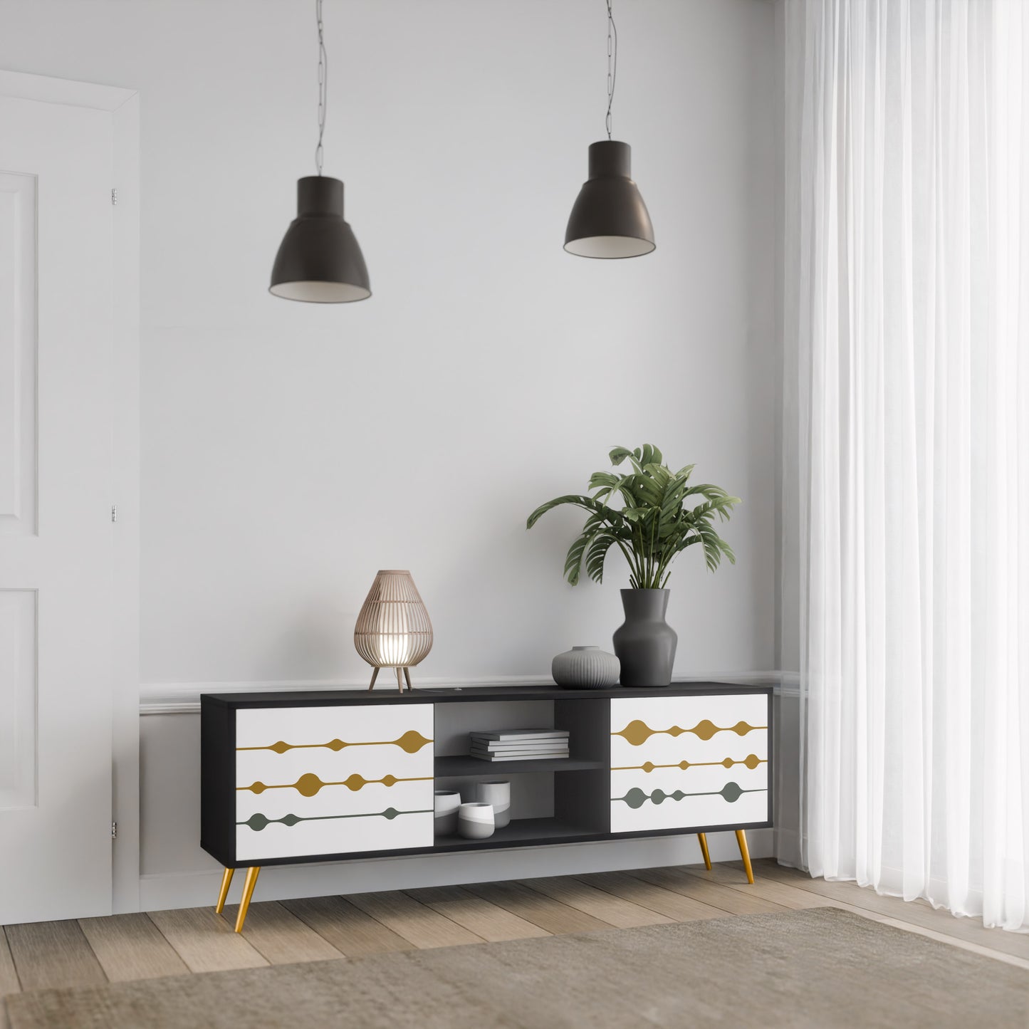 VIVID TONE 2-dörrars TV-bänk i svart finish