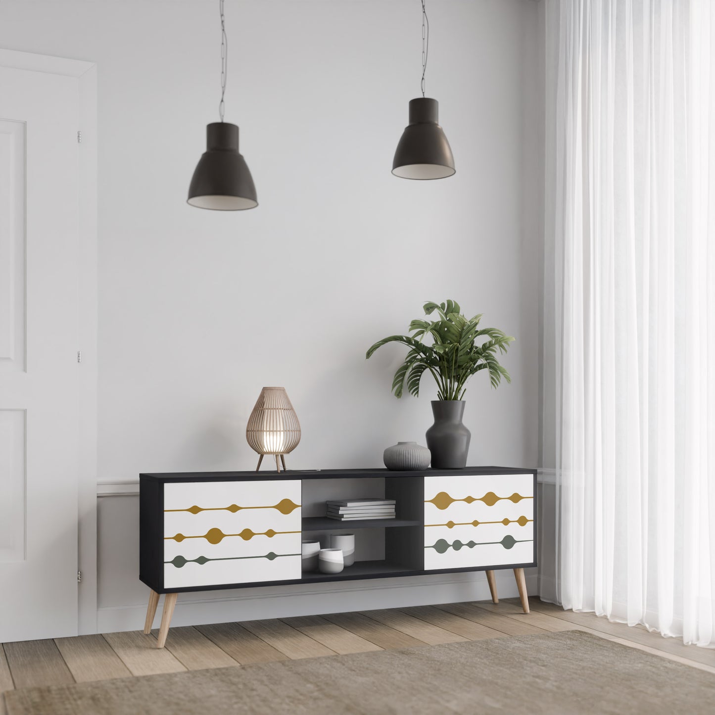VIVID TONE 2-dörrars TV-bänk i svart finish
