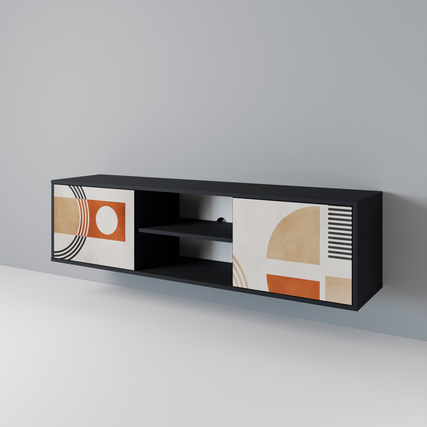 SPACE AROUND 2-Door TV Stand in Black Finish