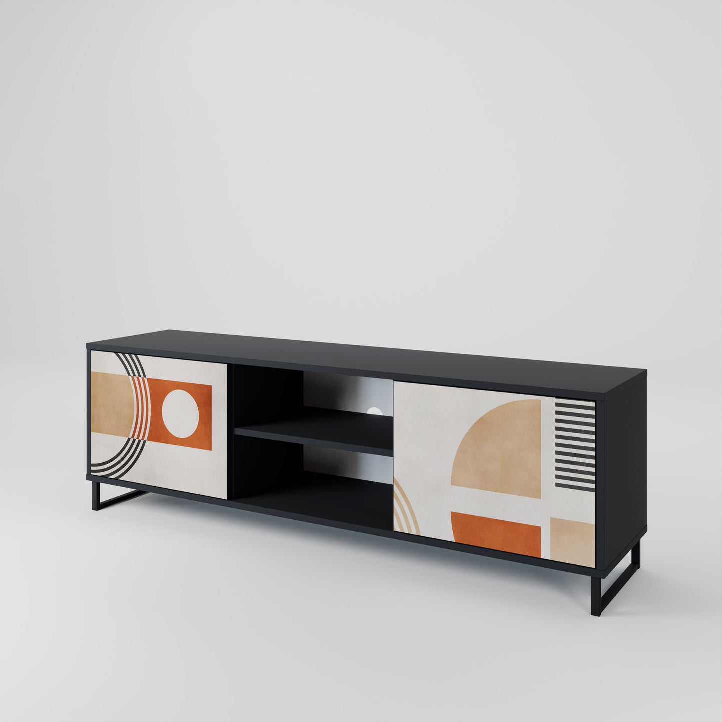 SPACE AROUND 2-Door TV Stand in Black Finish