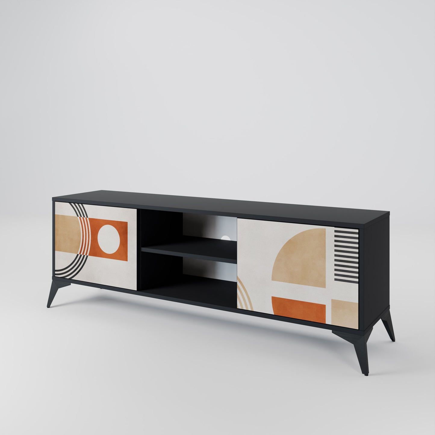 SPACE AROUND 2-Door TV Stand in Black Finish