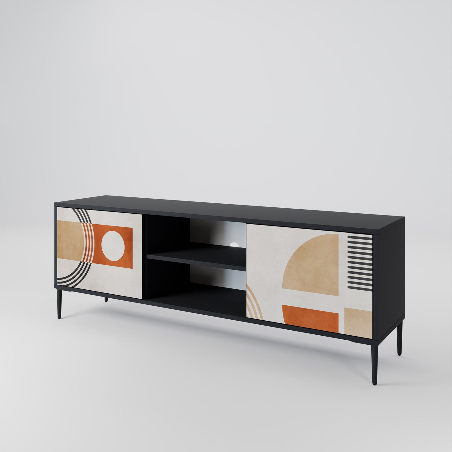 SPACE AROUND 2-Door TV Stand in Black Finish