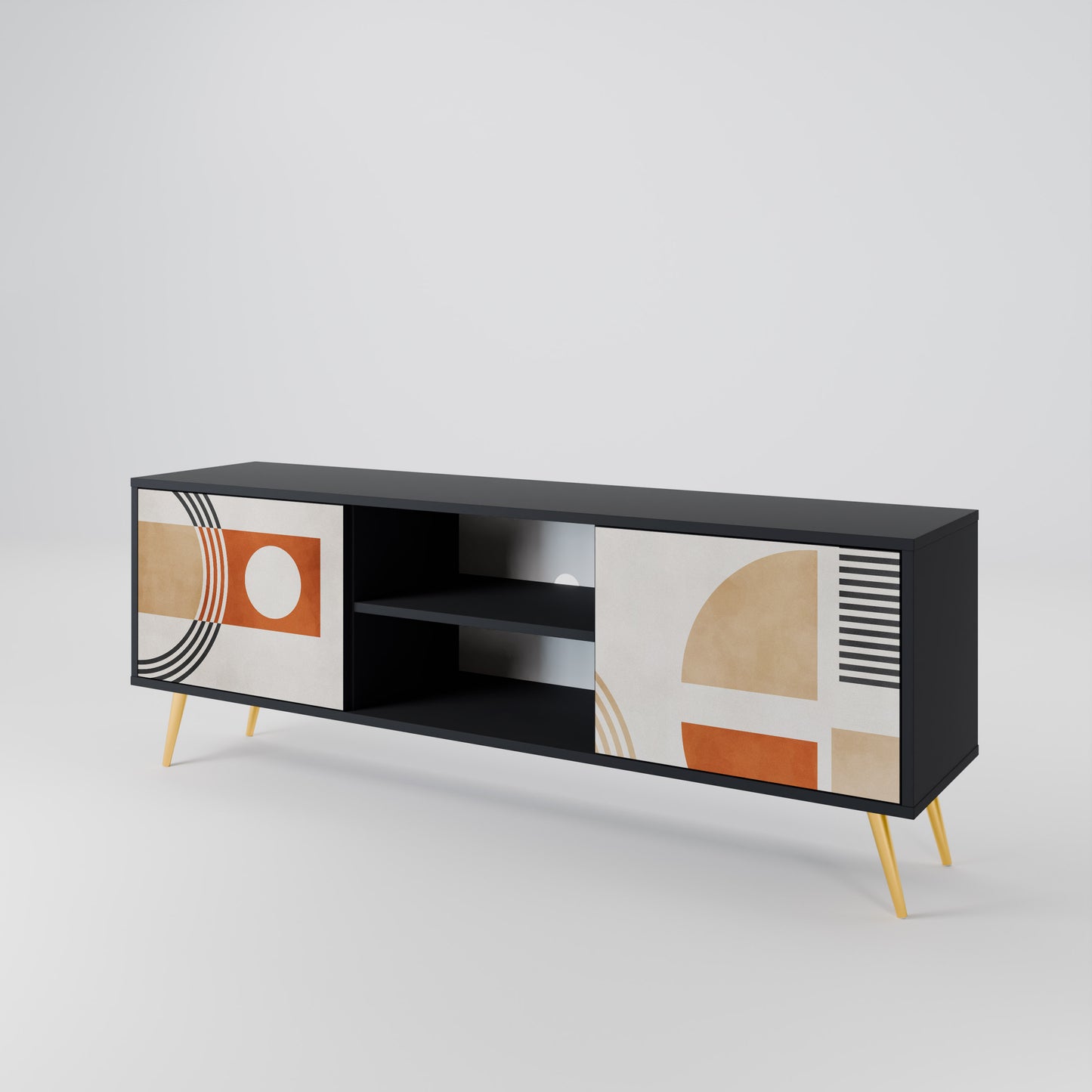 SPACE AROUND 2-Door TV Stand in Black Finish