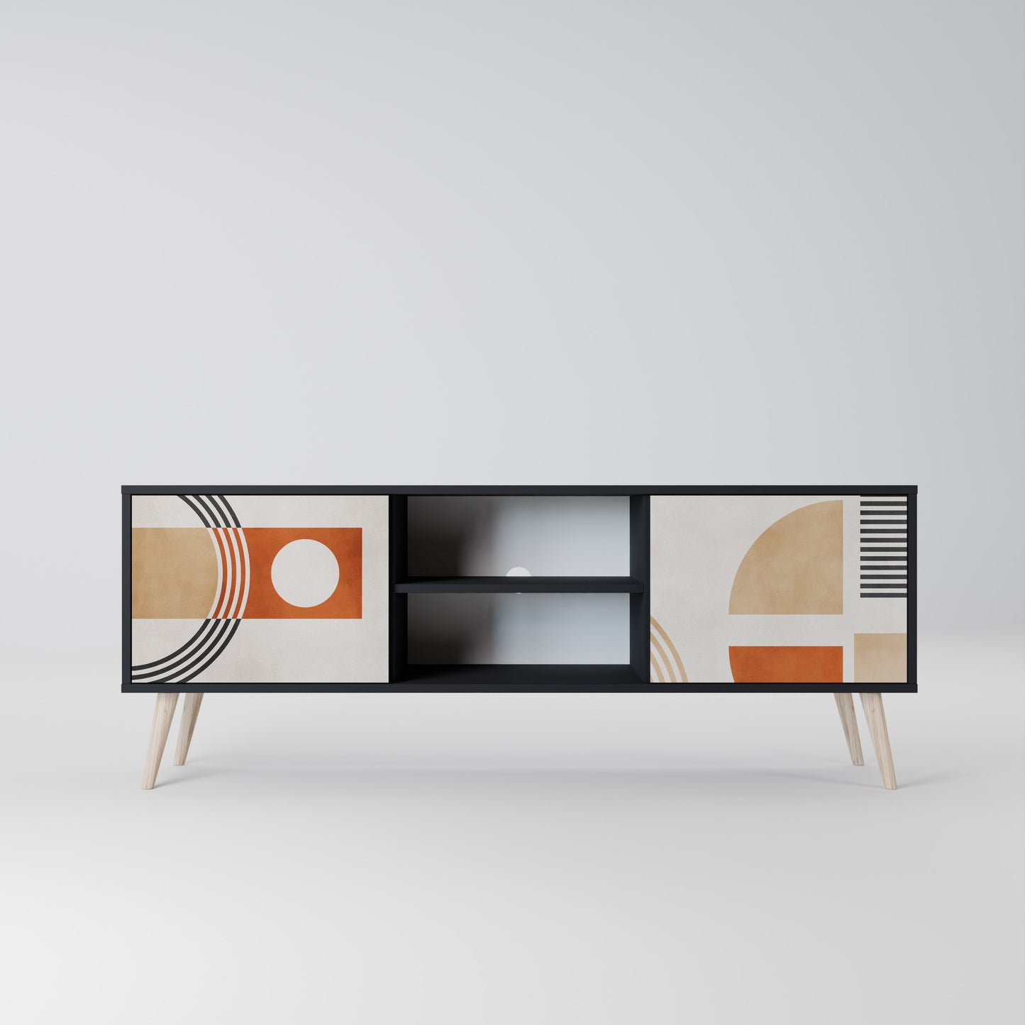 SPACE AROUND 2-Door TV Stand in Black Finish