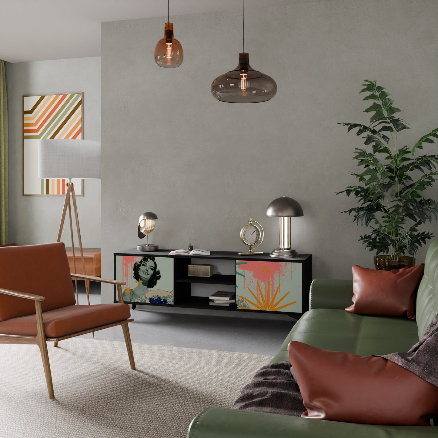 KANAGAWA BEAUTY 2-dörrars TV-bänk i svart finish