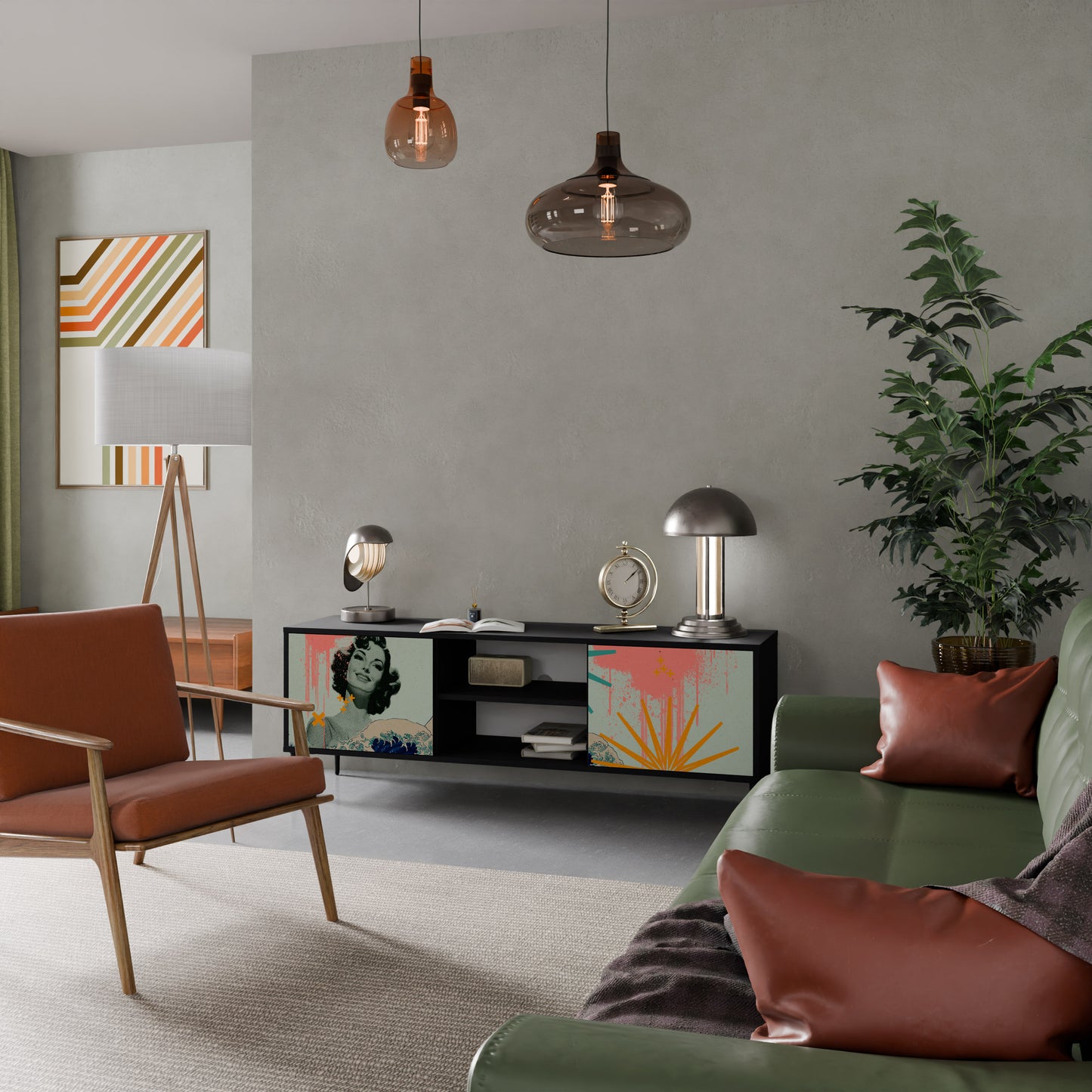 KANAGAWA BEAUTY 2-dörrars TV-bänk i svart finish