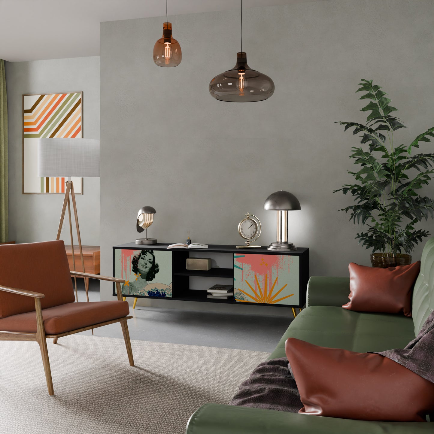 KANAGAWA BEAUTY 2-dörrars TV-bänk i svart finish