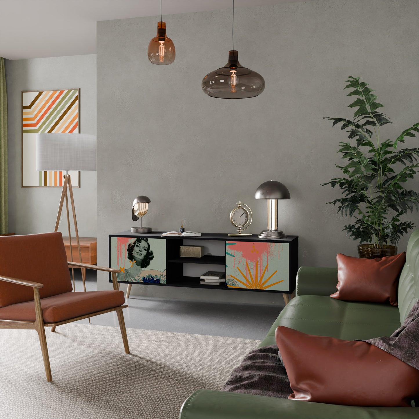 KANAGAWA BEAUTY 2-dörrars TV-bänk i svart finish