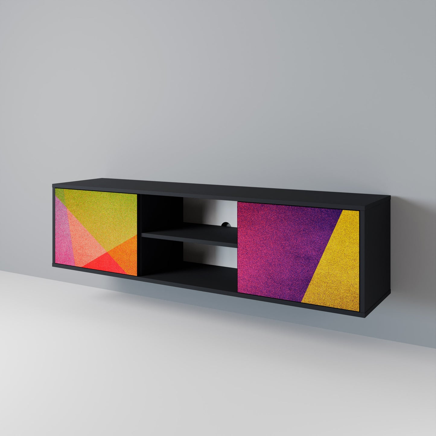 VIVID GEOMETRY 2-Door TV Stand in Black Finish