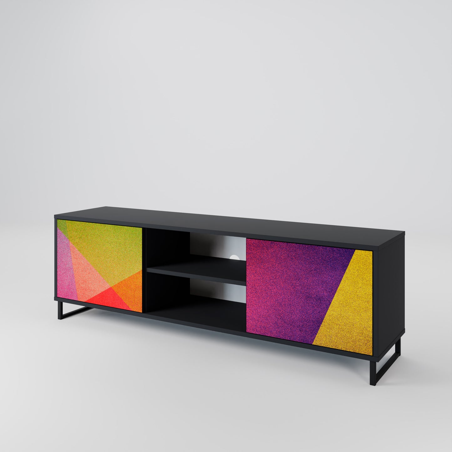 VIVID GEOMETRY 2-Door TV Stand in Black Finish