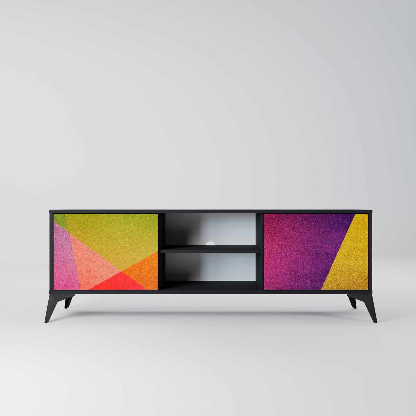 VIVID GEOMETRY 2-Door TV Stand in Black Finish