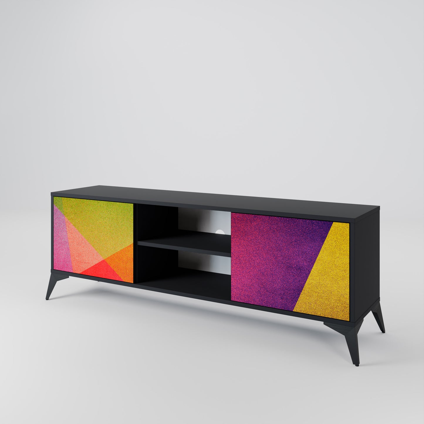 VIVID GEOMETRY 2-Door TV Stand in Black Finish