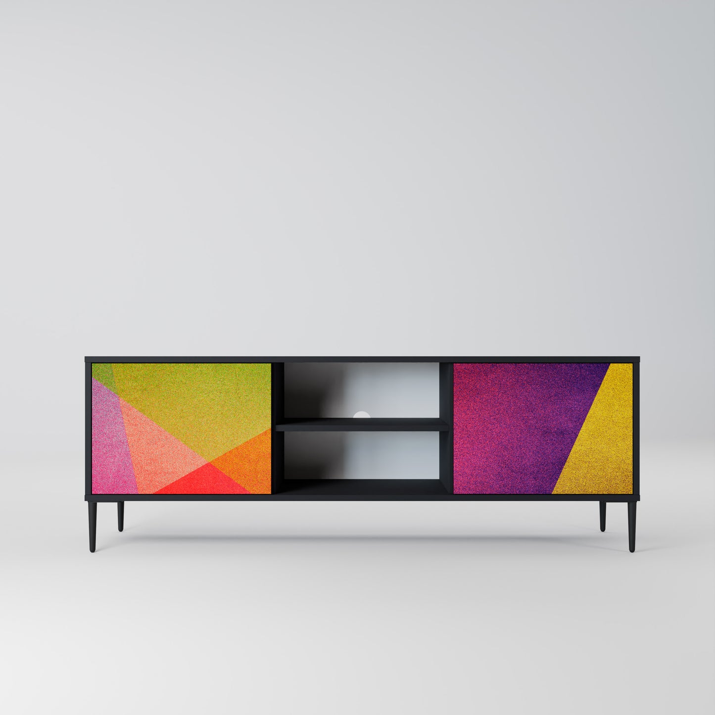 VIVID GEOMETRY 2-Door TV Stand in Black Finish