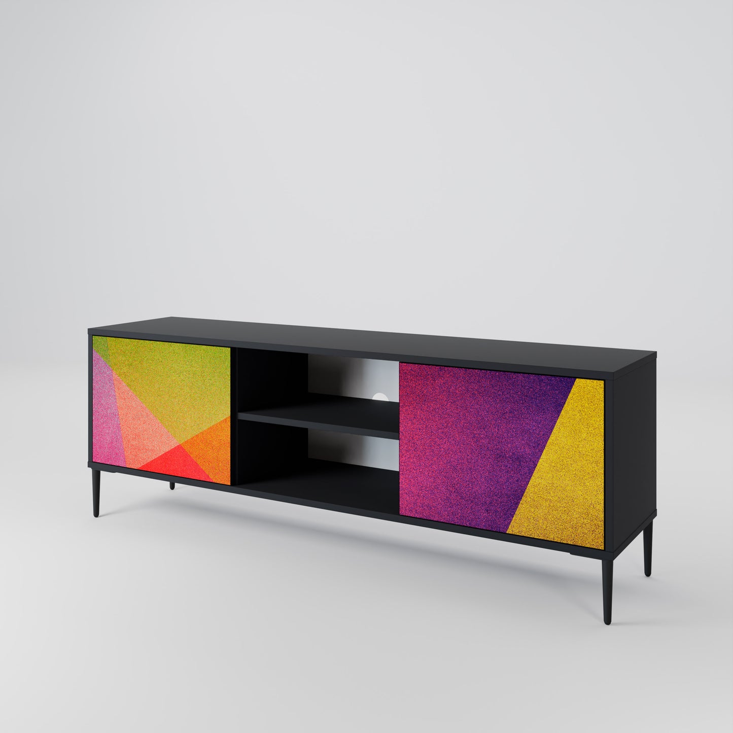 VIVID GEOMETRY 2-Door TV Stand in Black Finish