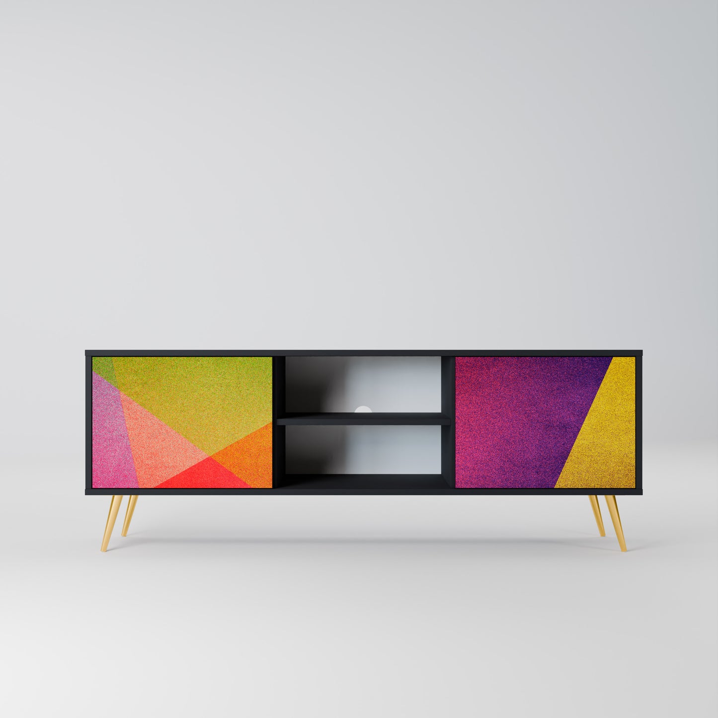 VIVID GEOMETRY 2-Door TV Stand in Black Finish