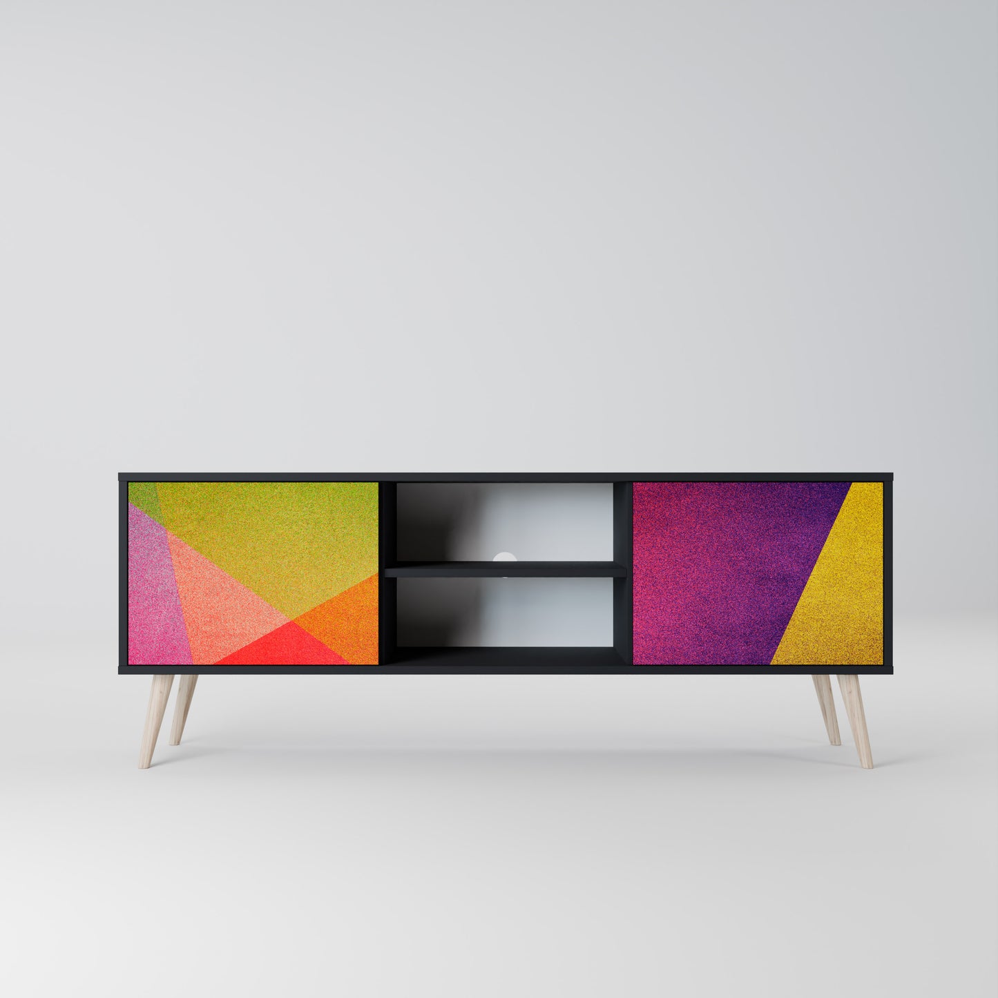 VIVID GEOMETRY 2-Door TV Stand in Black Finish