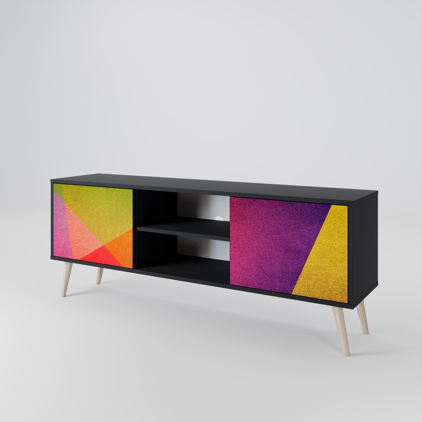 VIVID GEOMETRY 2-Door TV Stand in Black Finish