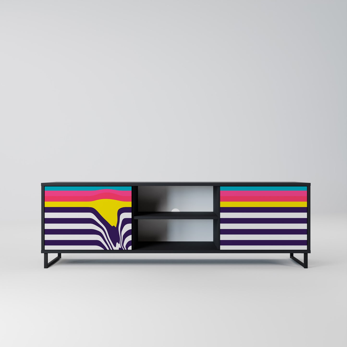 TONE COLLAPSE 2-Door TV Stand in Black Finish