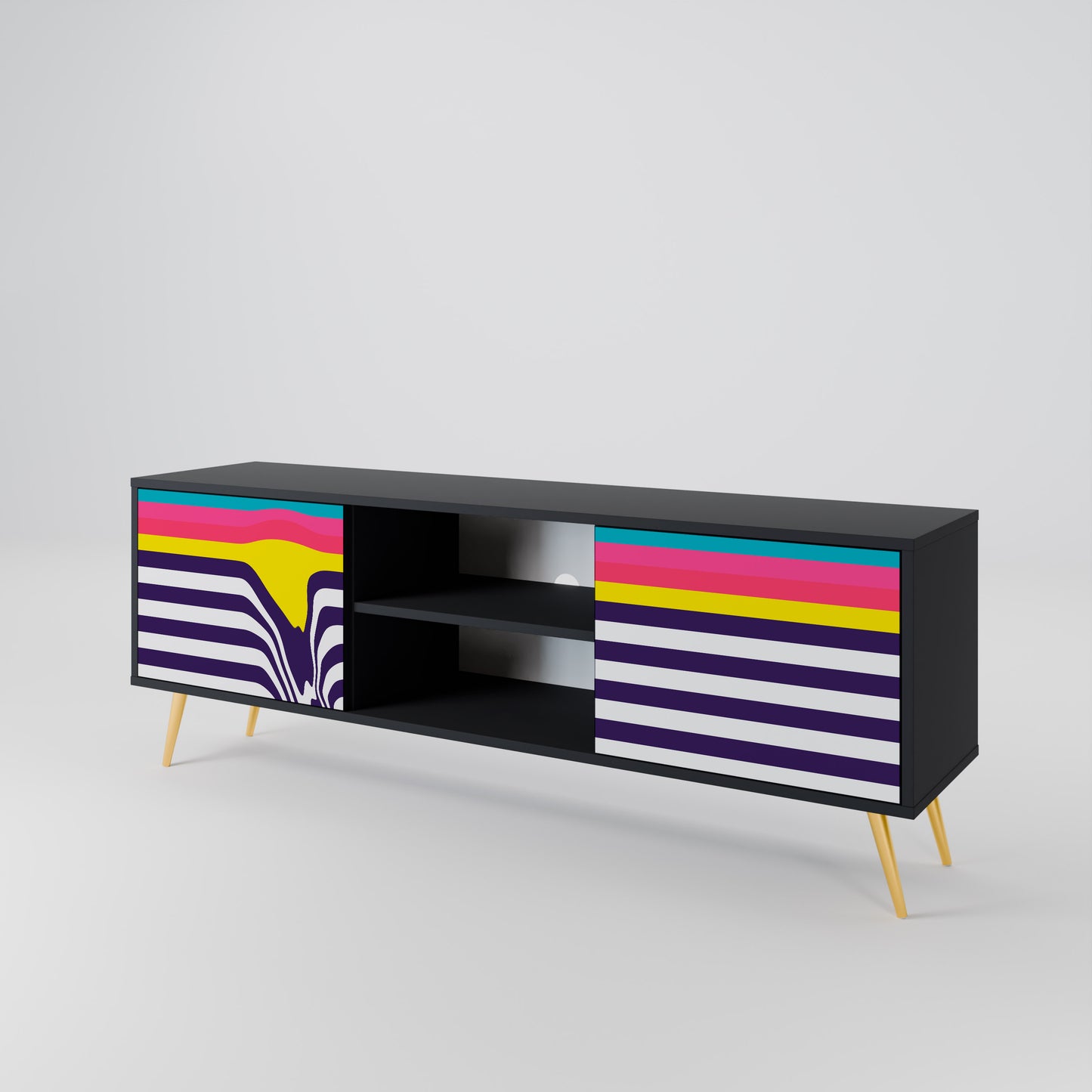 TONE COLLAPSE 2-Door TV Stand in Black Finish