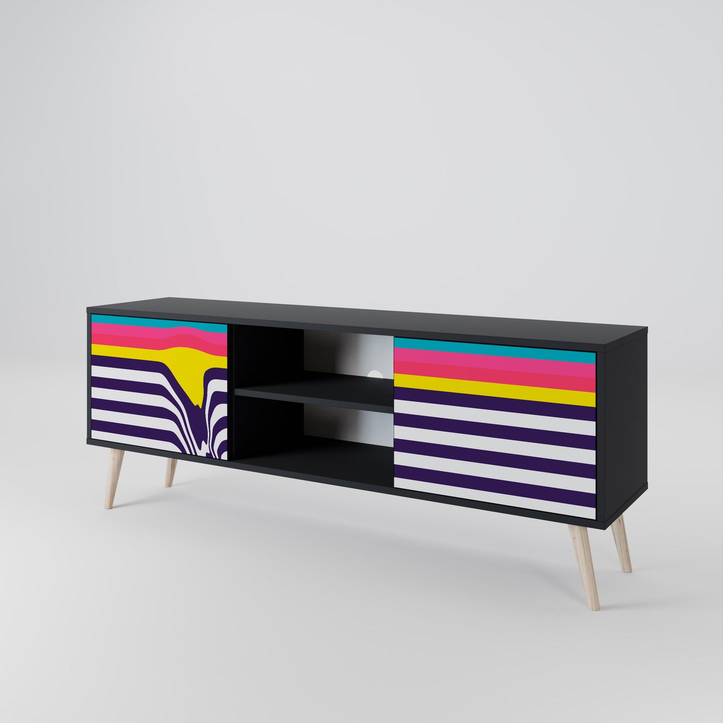 TONE COLLAPSE 2-Door TV Stand in Black Finish