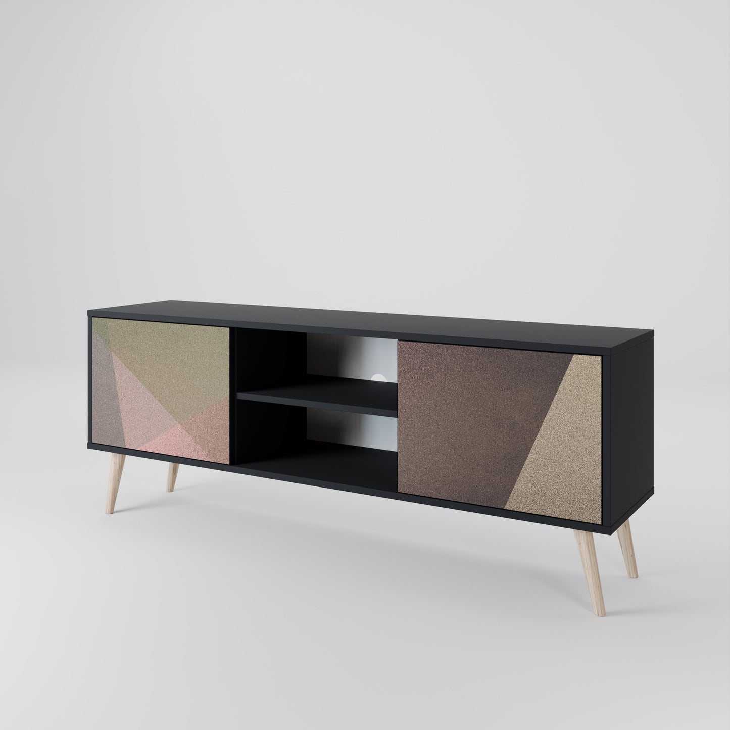 BEIGE GEOMETRY 2-dörrars TV-bänk i svart finish